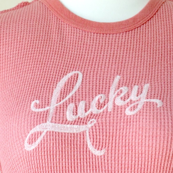 Vintage Lucky Brand cotton ribbed knit thermal top in waffle weave - Picture 3 of 9